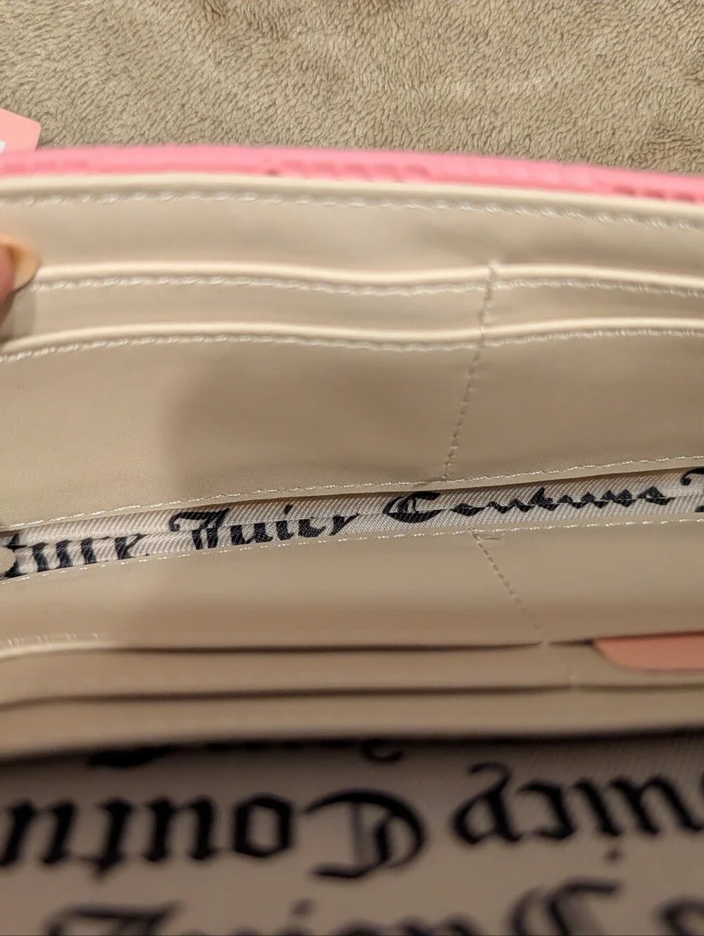 Juicy Couture Pink Checkered Wallet with Gold Logo Plate